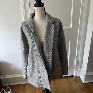 Stylish Gray Open Front Coat